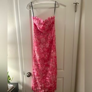 Zac Posen Floral Embroidered Midi Dress - Pink
